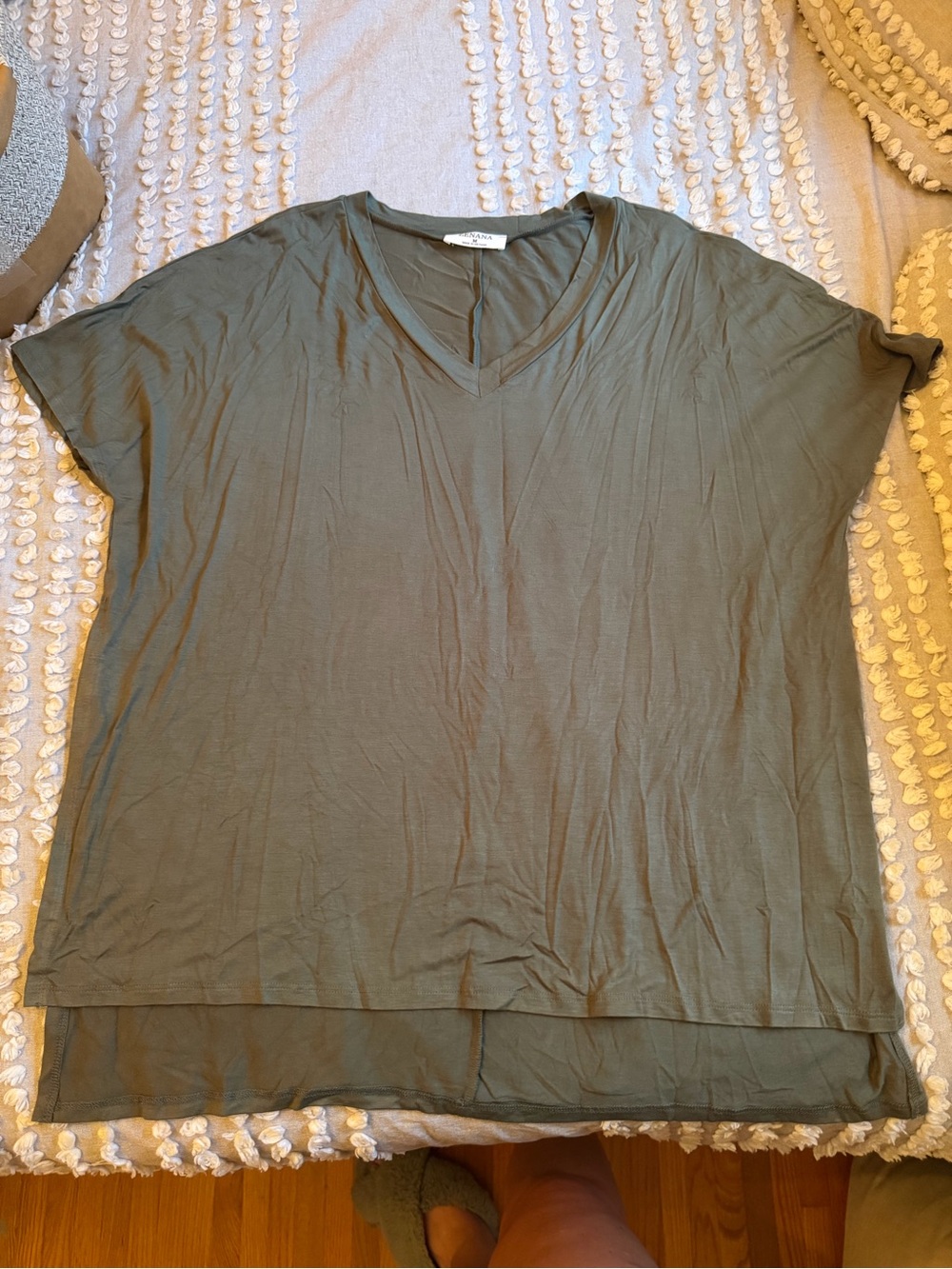 Zenana Outfitters Olive V-Neck Short Sleeve Top